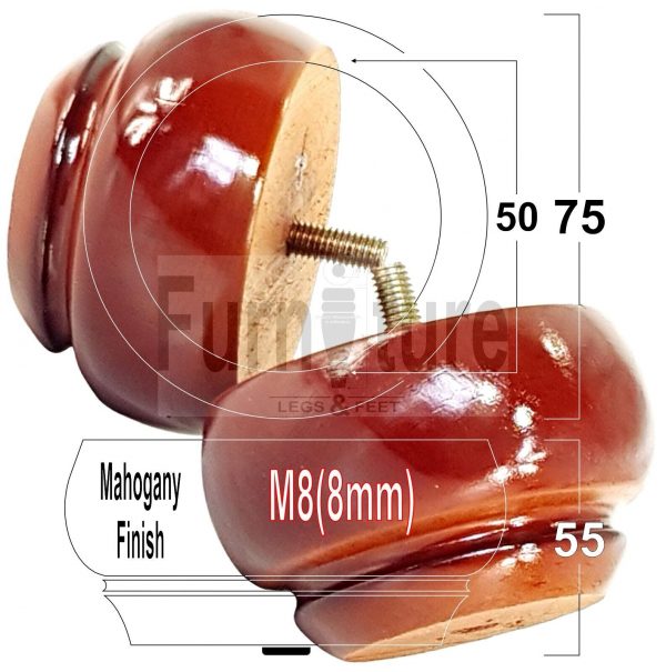 4 Wood Turned Bun Feet Furniture Legs M8 Multiple Colours 55mm High Sofa Chairs - Image 12