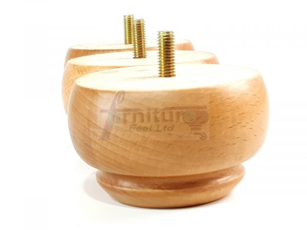 Wooden Sofa Leg 55mm High Oak 4 Replacement Turned Bun Feet M8 - Image 5