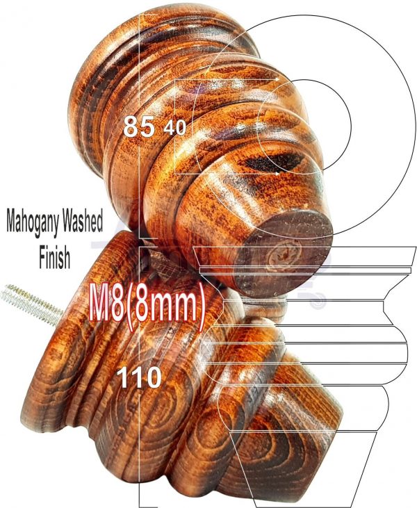 4 Wood Turned Bun Furniture Legs M8 Replacement Chair Sofa Bed Feet 110mm High - Image 24