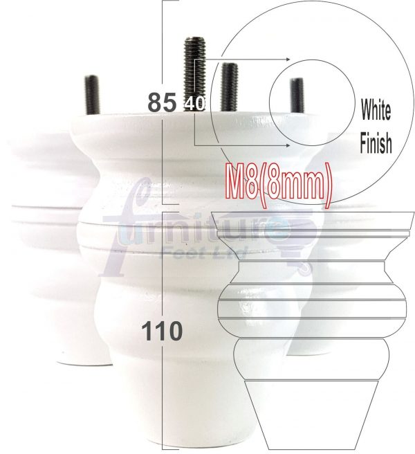 4 Wood Turned Bun Furniture Legs M8 Replacement Chair Sofa Bed Feet 110mm High - Image 34