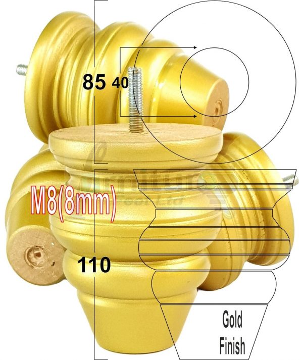 4 Wood Turned Bun Furniture Legs M8 Replacement Chair Sofa Bed Feet 110mm High - Image 19