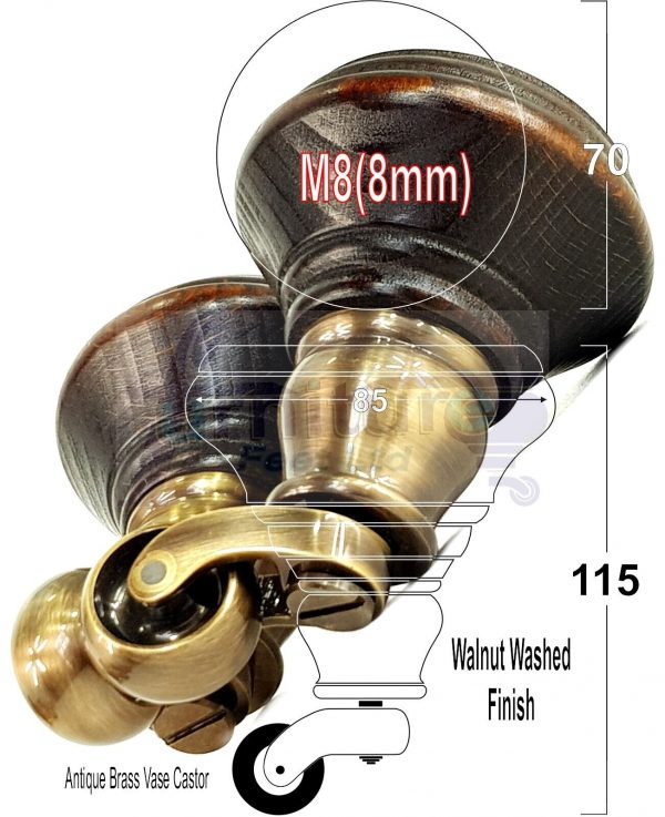 4 Wooden Furniture Sofa Legs M8 Replacment Chair Feet & Castors 120mm High - Image 19