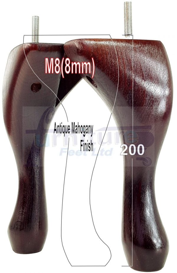 4 Wooden Traditional Queen Anne Furniture Legs 200mm Sofa Chair Beds (Self-Fix) - Image 37
