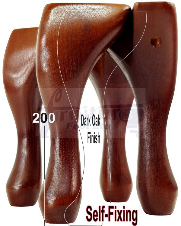 4 Wooden Traditional Queen Anne Furniture Legs 200mm Sofa Chair Beds (Self-Fix) - Image 16