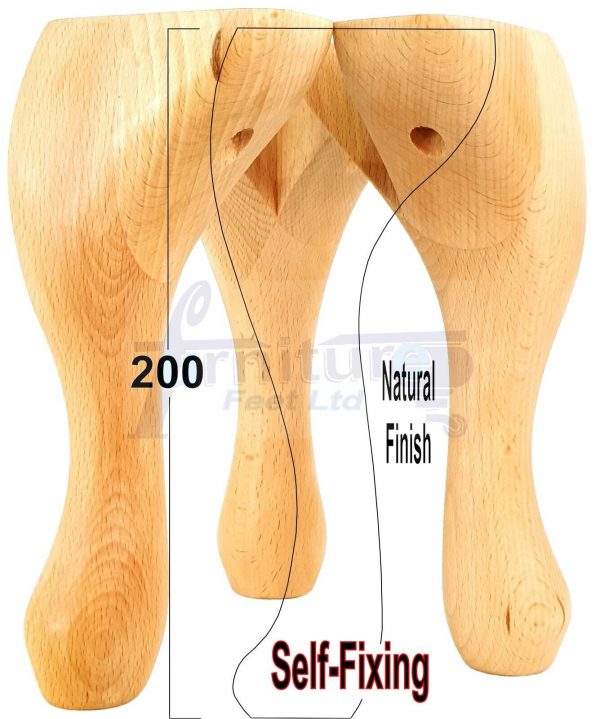 4 Wooden Traditional Queen Anne Furniture Legs 200mm Sofa Chair Beds (Self-Fix) - Image 22