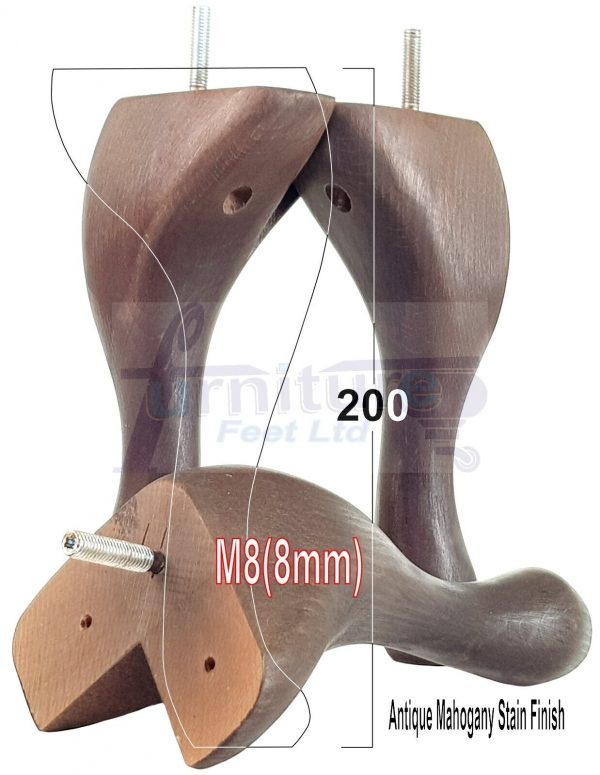 4 Wooden Traditional Queen Anne Furniture Legs 200mm Sofa Chair Beds (Self-Fix) - Image 38