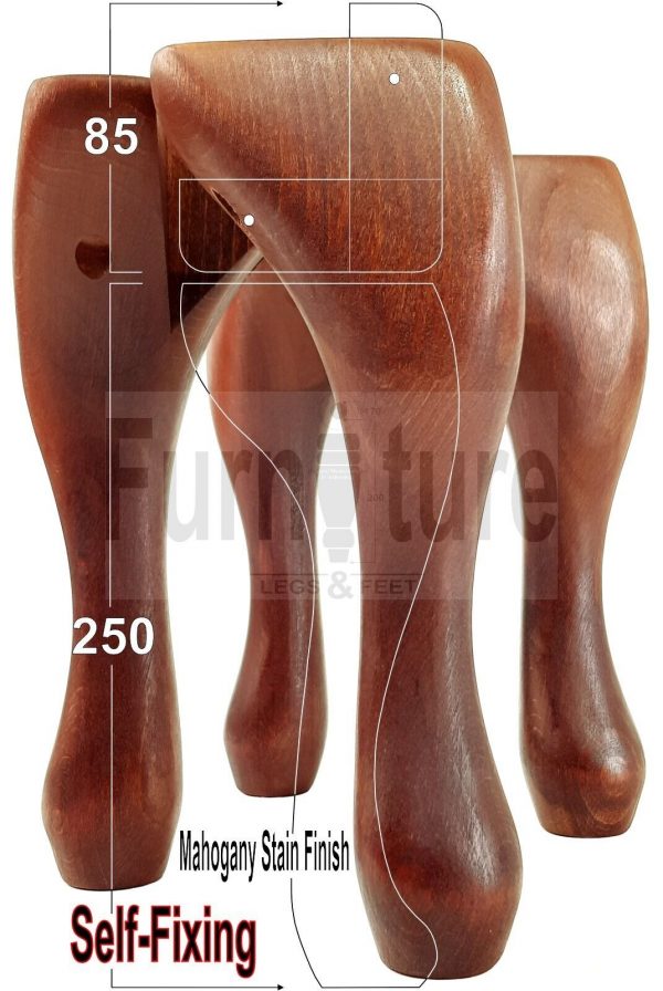 4 Wooden Traditional Queen Anne Furniture Legs 250mm Sofa Chair Beds (Self-Fix) - Image 34