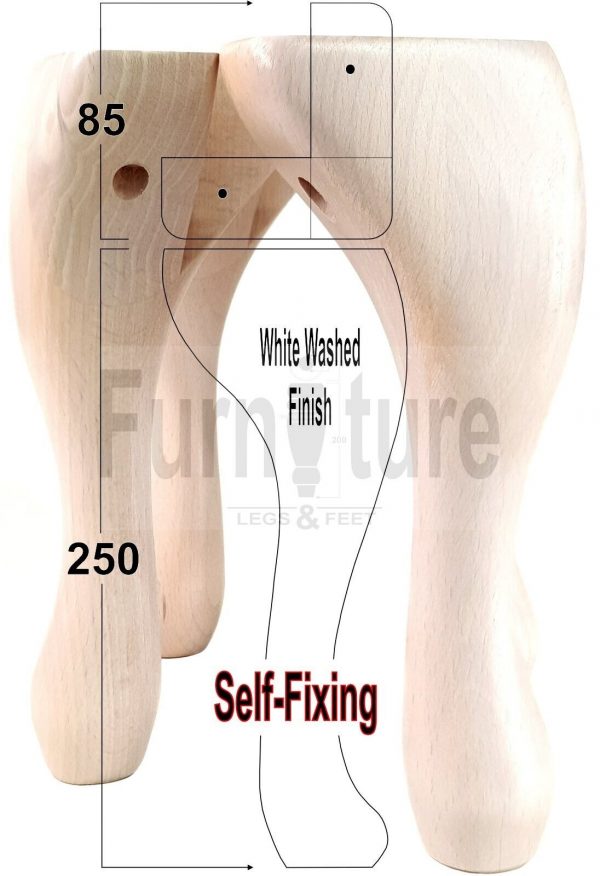 4 Wooden Traditional Queen Anne Furniture Legs 250mm Sofa Chair Beds (Self-Fix) - Image 37
