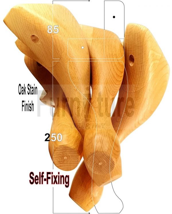 4 Wooden Traditional Queen Anne Furniture Legs 250mm Sofa Chair Beds (Self-Fix) - Image 36