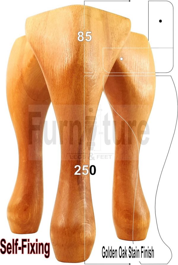 4 Wooden Traditional Queen Anne Furniture Legs 250mm Sofa Chair Beds (Self-Fix) - Image 33