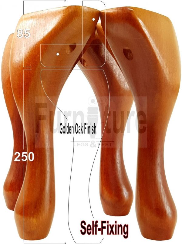 4 Wooden Traditional Queen Anne Furniture Legs 250mm Sofa Chair Beds (Self-Fix) - Image 20