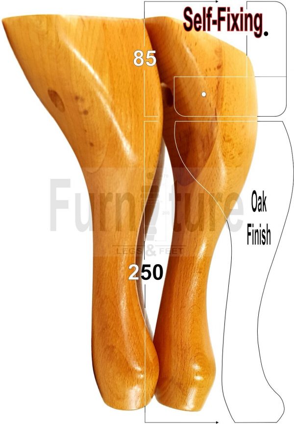 4 Wooden Traditional Queen Anne Furniture Legs 250mm Sofa Chair Beds (Self-Fix) - Image 24