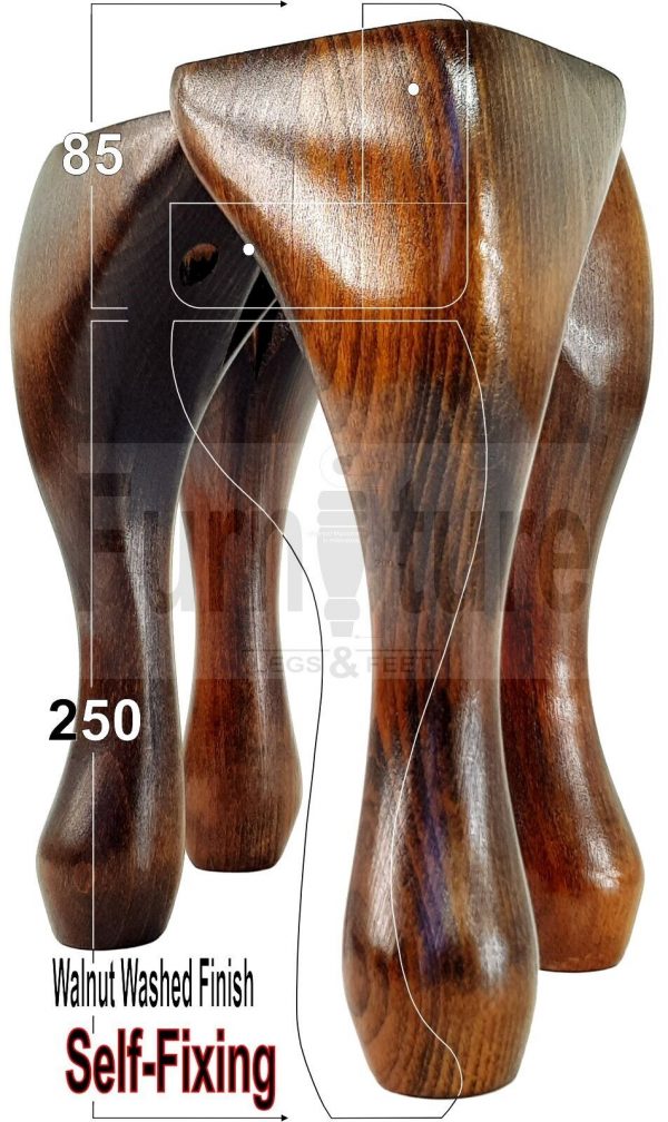 4 Wooden Traditional Queen Anne Furniture Legs 250mm Sofa Chair Beds (Self-Fix) - Image 19