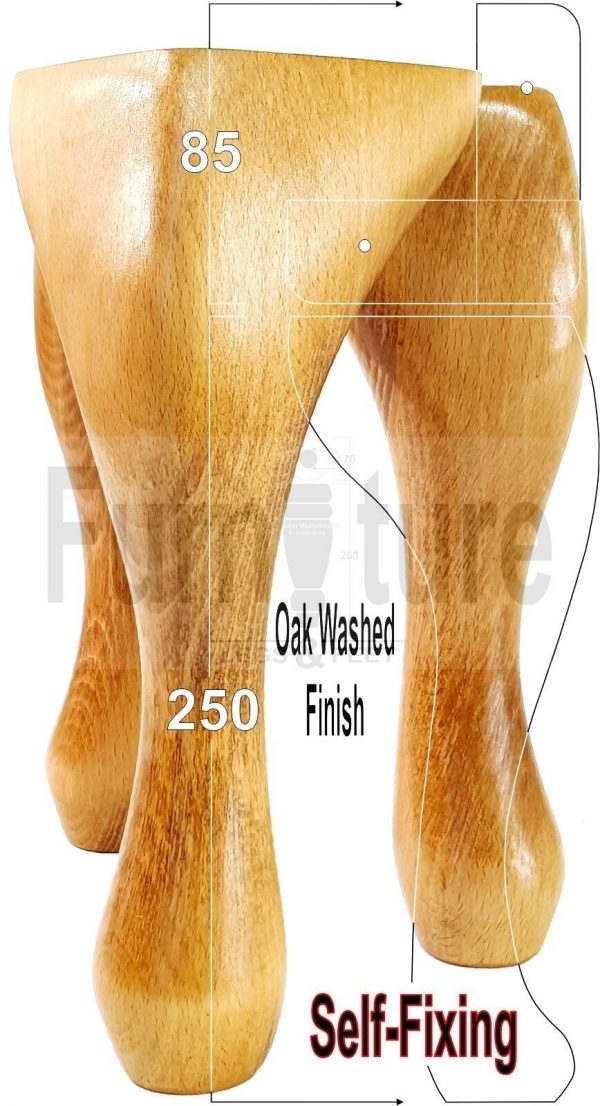 4 Wooden Traditional Queen Anne Furniture Legs 250mm Sofa Chair Beds (Self-Fix) - Image 25