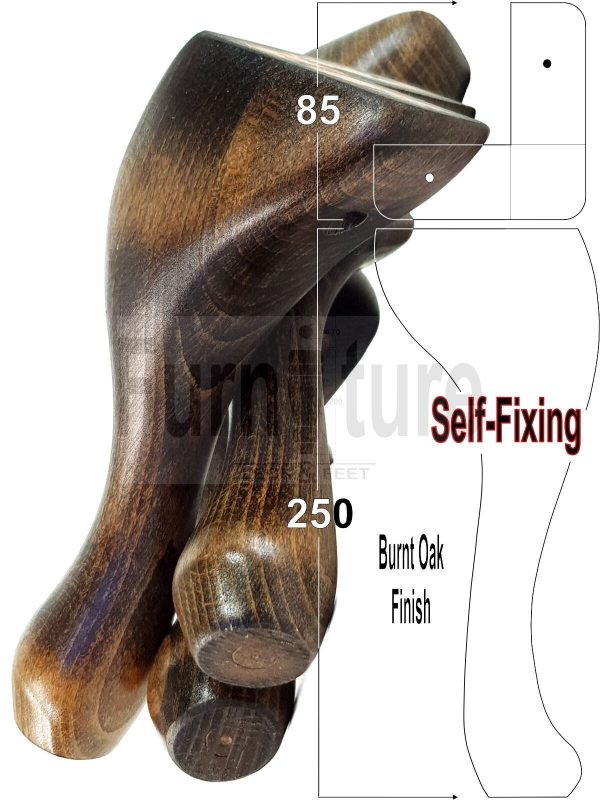 4 Wooden Traditional Queen Anne Furniture Legs 250mm Sofa Chair Beds (Self-Fix) - Image 41