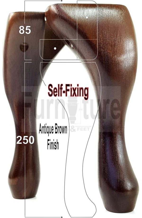 4 Wooden Traditional Queen Anne Furniture Legs 250mm Sofa Chair Beds (Self-Fix) - Image 13