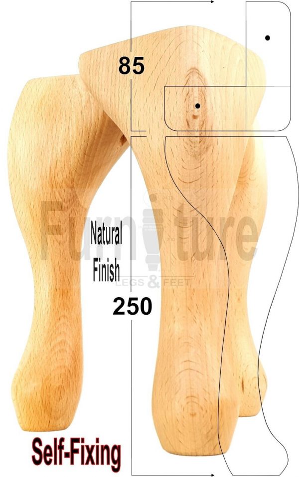 4 Wooden Traditional Queen Anne Furniture Legs 250mm Sofa Chair Beds (Self-Fix) - Image 23