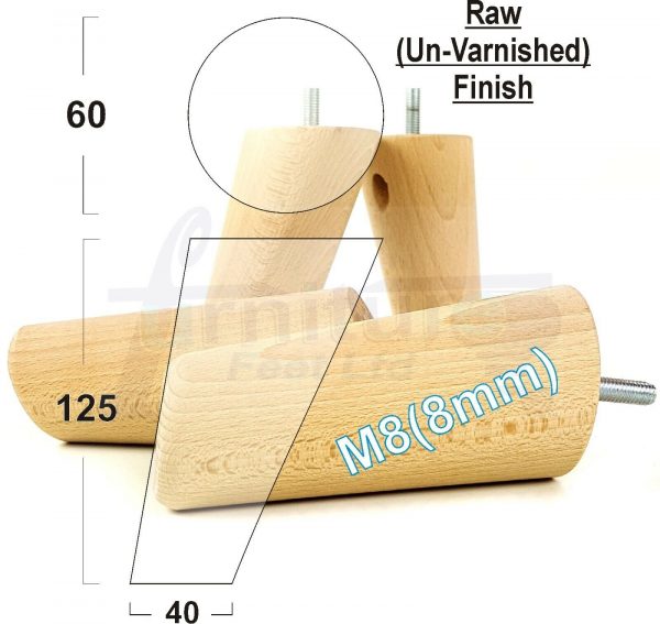4x ANGLED WOODEN SETTEE LEGS 125mm High SOFA FURNITURE REPLACEMENT FEET M8(8mm) - Image 25