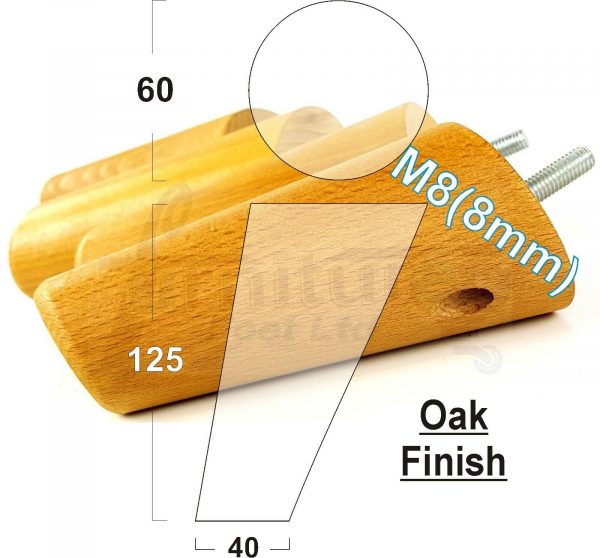 4x ANGLED WOODEN SETTEE LEGS 125mm High SOFA FURNITURE REPLACEMENT FEET M8(8mm) - Image 26