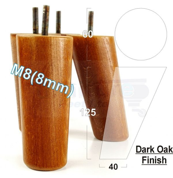 4x ANGLED WOODEN SETTEE LEGS 125mm High SOFA FURNITURE REPLACEMENT FEET M8(8mm) - Image 16