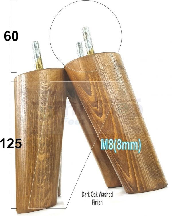 4x ANGLED WOODEN SETTEE LEGS 125mm High SOFA FURNITURE REPLACEMENT FEET M8(8mm) - Image 17