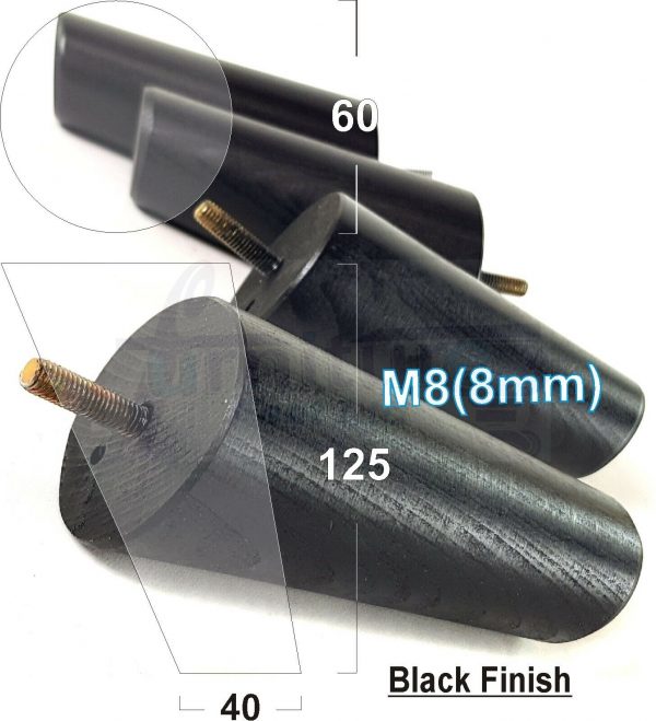 4x ANGLED WOODEN SETTEE LEGS 125mm High SOFA FURNITURE REPLACEMENT FEET M8(8mm) - Image 14