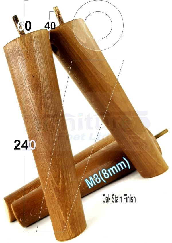 4x ANGLED WOODEN SETTEE LEGS 240mm High SOFA FURNITURE REPLACEMENT FEET M8(8mm) - Image 18
