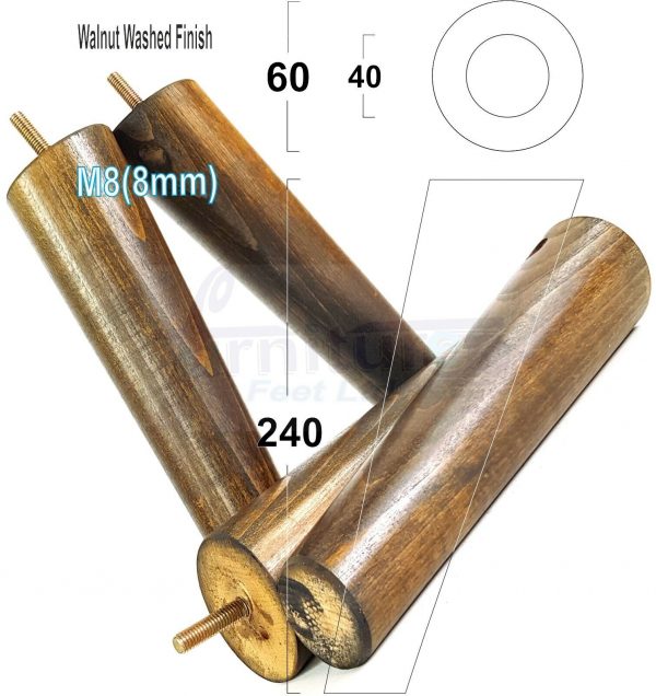 4x ANGLED WOODEN SETTEE LEGS 240mm High SOFA FURNITURE REPLACEMENT FEET M8(8mm) - Image 19
