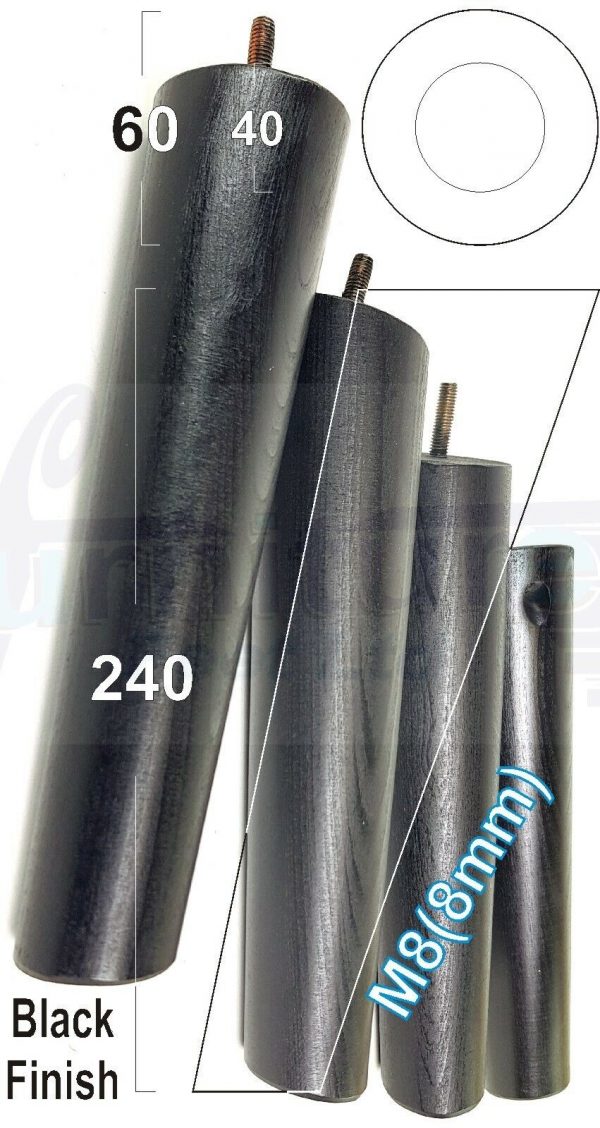 4x ANGLED WOODEN SETTEE LEGS 240mm High SOFA FURNITURE REPLACEMENT FEET M8(8mm) - Image 14