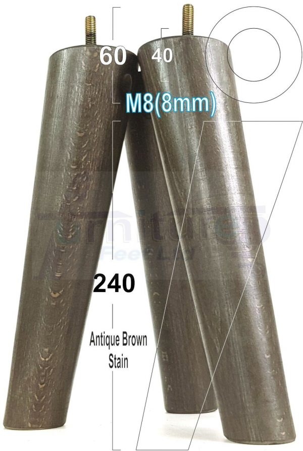 4x ANGLED WOODEN SETTEE LEGS 240mm High SOFA FURNITURE REPLACEMENT FEET M8(8mm) - Image 13