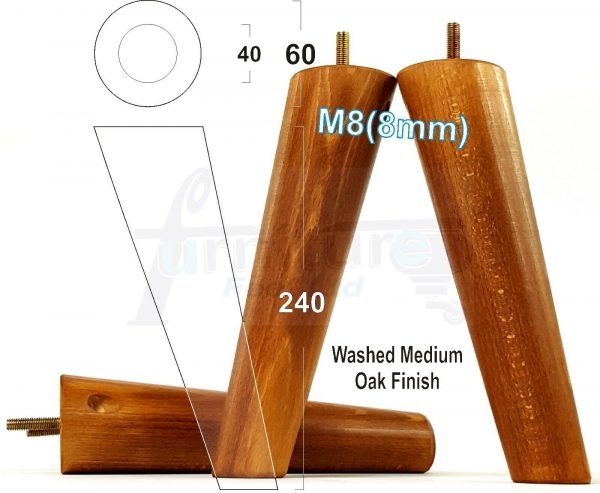 4x ANGLED WOODEN SETTEE LEGS 240mm High SOFA FURNITURE REPLACEMENT FEET M8(8mm) - Image 21