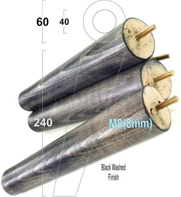 4x ANGLED WOODEN SETTEE LEGS 240mm High SOFA FURNITURE REPLACEMENT FEET M8(8mm) - Image 15