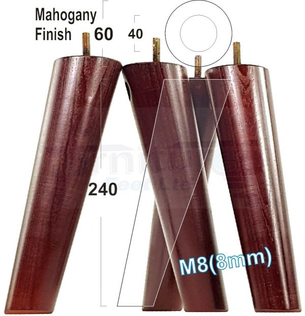 4x ANGLED WOODEN SETTEE LEGS 240mm High SOFA FURNITURE REPLACEMENT FEET M8(8mm) - Image 22