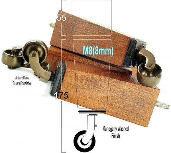 4x ANTIQUE CASTOR LEGS 175mm High CHAIR REPLACEMENT SOFA FURNITURE FEET M8(8mm) - Image 21