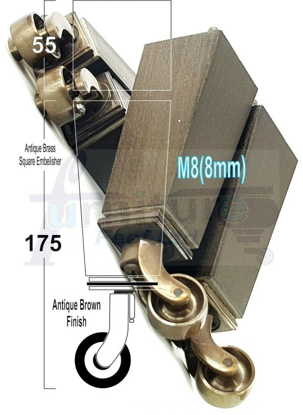 4x ANTIQUE CASTOR LEGS 175mm High CHAIR REPLACEMENT SOFA FURNITURE FEET M8(8mm) - Image 12