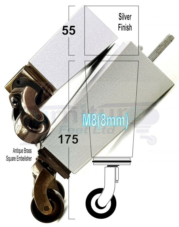 4x ANTIQUE CASTOR LEGS 175mm High CHAIR REPLACEMENT SOFA FURNITURE FEET M8(8mm) - Image 25