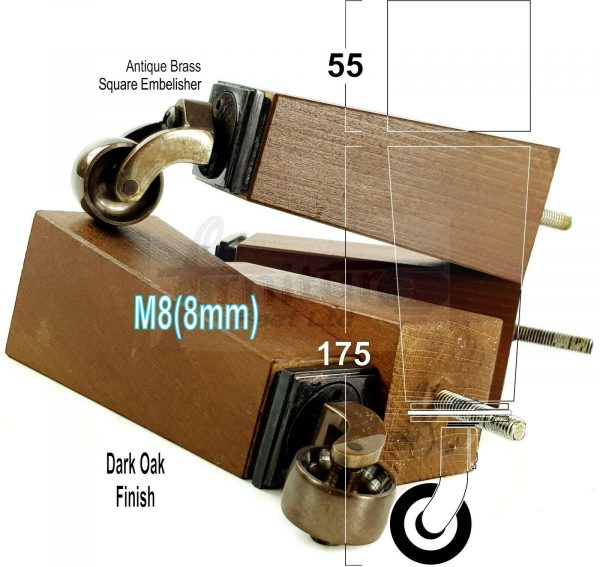 4x ANTIQUE CASTOR LEGS 175mm High CHAIR REPLACEMENT SOFA FURNITURE FEET M8(8mm) - Image 15