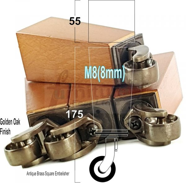 4x ANTIQUE CASTOR LEGS 175mm High CHAIR REPLACEMENT SOFA FURNITURE FEET M8(8mm) - Image 18