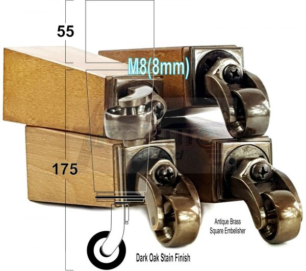 4x ANTIQUE CASTOR LEGS 175mm High CHAIR REPLACEMENT SOFA FURNITURE FEET M8(8mm) - Image 16