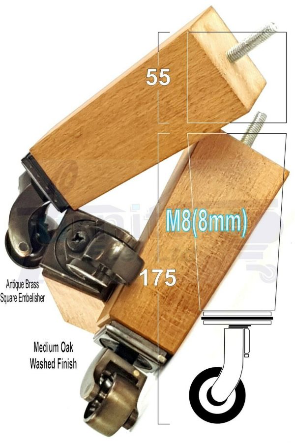 4x ANTIQUE CASTOR LEGS 175mm High CHAIR REPLACEMENT SOFA FURNITURE FEET M8(8mm) - Image 19