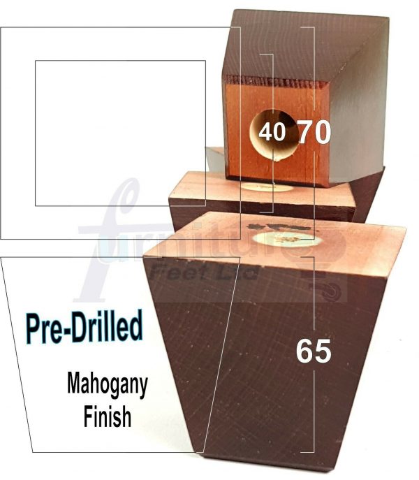 4x BLOCK WOOD LEGS 65mm High CHAIR REPLACEMENT FURNITURE SOFA FEET (PRE-DRILLED) - Image 4