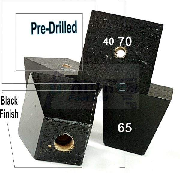 4x BLOCK WOOD LEGS 65mm High CHAIR REPLACEMENT FURNITURE SOFA FEET (PRE-DRILLED) - Image 3