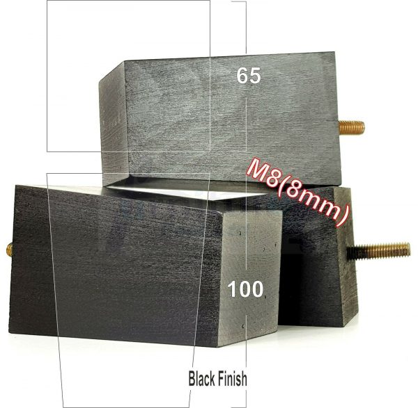 4x BLOCK WOOD REPLACEMENT FURNITURE SOFA LEGS M8(8mm) SETTEE FEET 100mm HIGH - Image 12