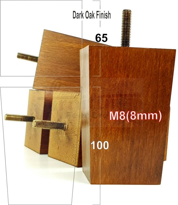 4x BLOCK WOOD REPLACEMENT FURNITURE SOFA LEGS M8(8mm) SETTEE FEET 100mm HIGH - Image 15