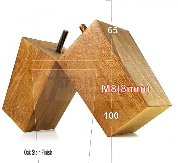 4x BLOCK WOOD REPLACEMENT FURNITURE SOFA LEGS M8(8mm) SETTEE FEET 100mm HIGH - Image 26
