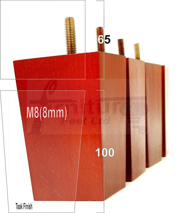 4x BLOCK WOOD REPLACEMENT FURNITURE SOFA LEGS M8(8mm) SETTEE FEET 100mm HIGH - Image 29