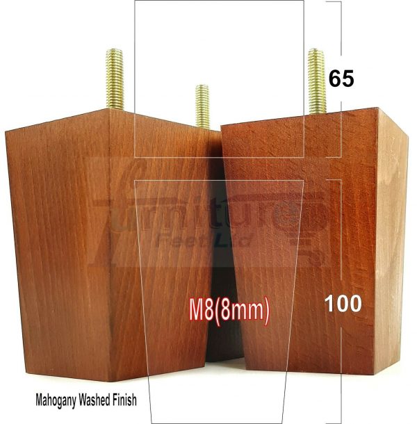 4x BLOCK WOOD REPLACEMENT FURNITURE SOFA LEGS M8(8mm) SETTEE FEET 100mm HIGH - Image 21