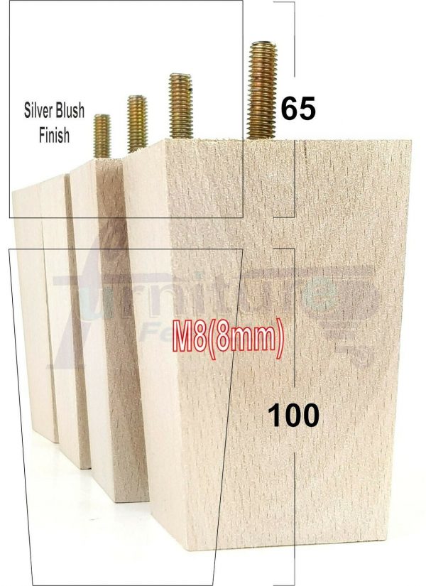 4x BLOCK WOOD REPLACEMENT FURNITURE SOFA LEGS M8(8mm) SETTEE FEET 100mm HIGH - Image 14