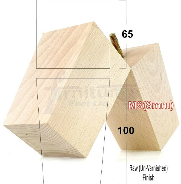4x BLOCK WOOD REPLACEMENT FURNITURE SOFA LEGS M8(8mm) SETTEE FEET 100mm HIGH - Image 28
