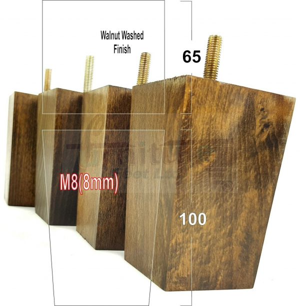 4x BLOCK WOOD REPLACEMENT FURNITURE SOFA LEGS M8(8mm) SETTEE FEET 100mm HIGH - Image 17